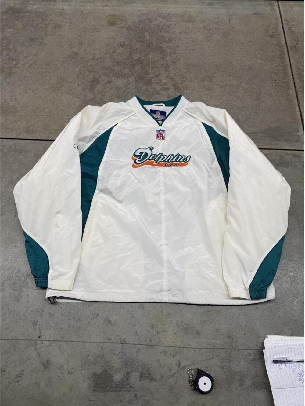 vintage miami dolphins reebok pullover windbreaker jacket size xl